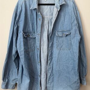 Vintage Denim Button-Up Shirt | Club International | Oversized XL